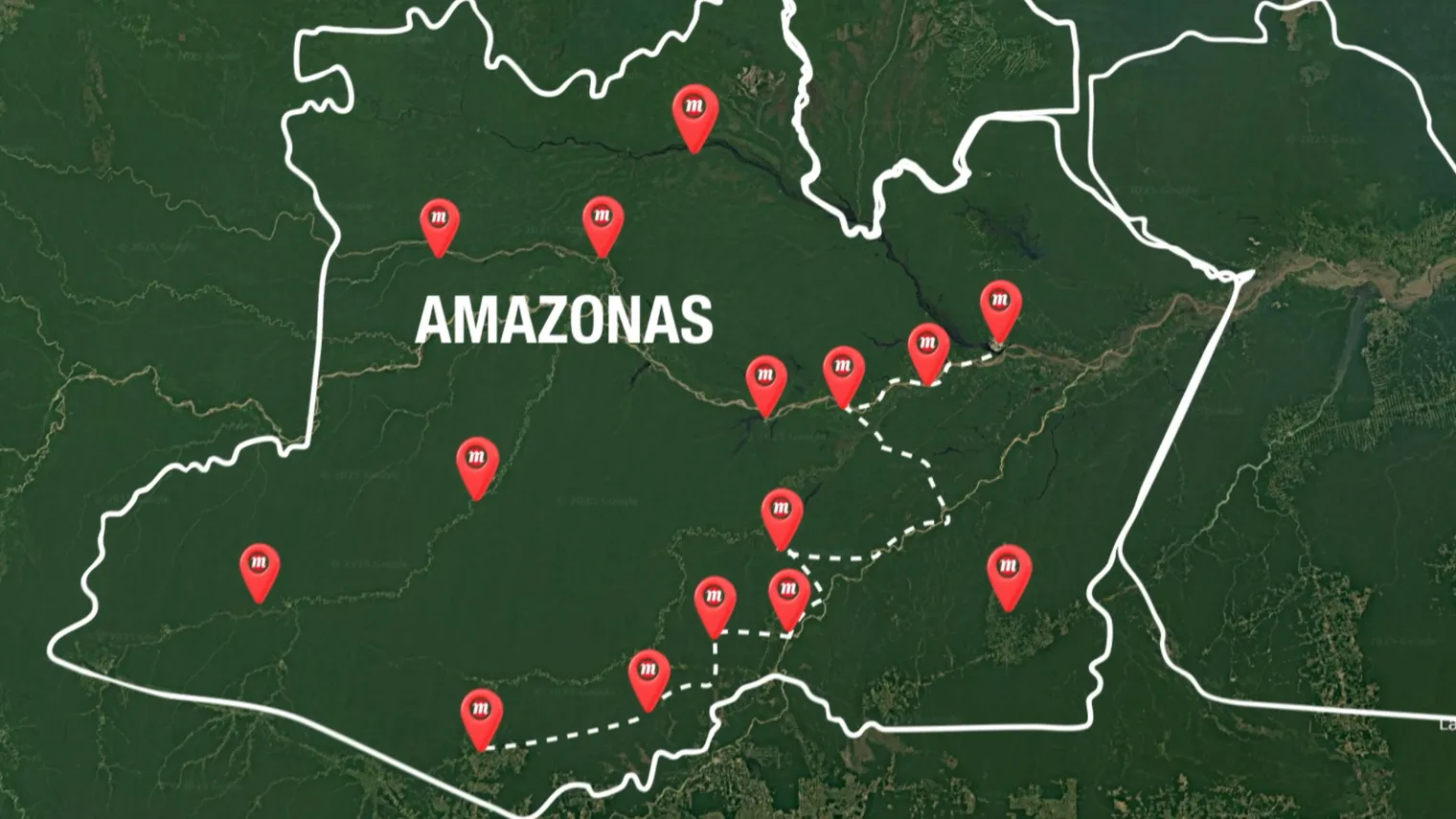 Mapa de distribuição no Amazonas