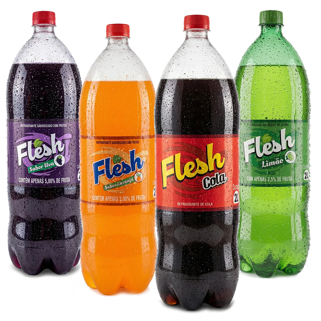 Refrigerantes Flesh uva, laranja, cola e limão